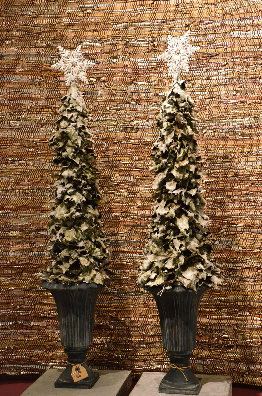  Weihnachtsbäumchen aus Silberpappelblättern 